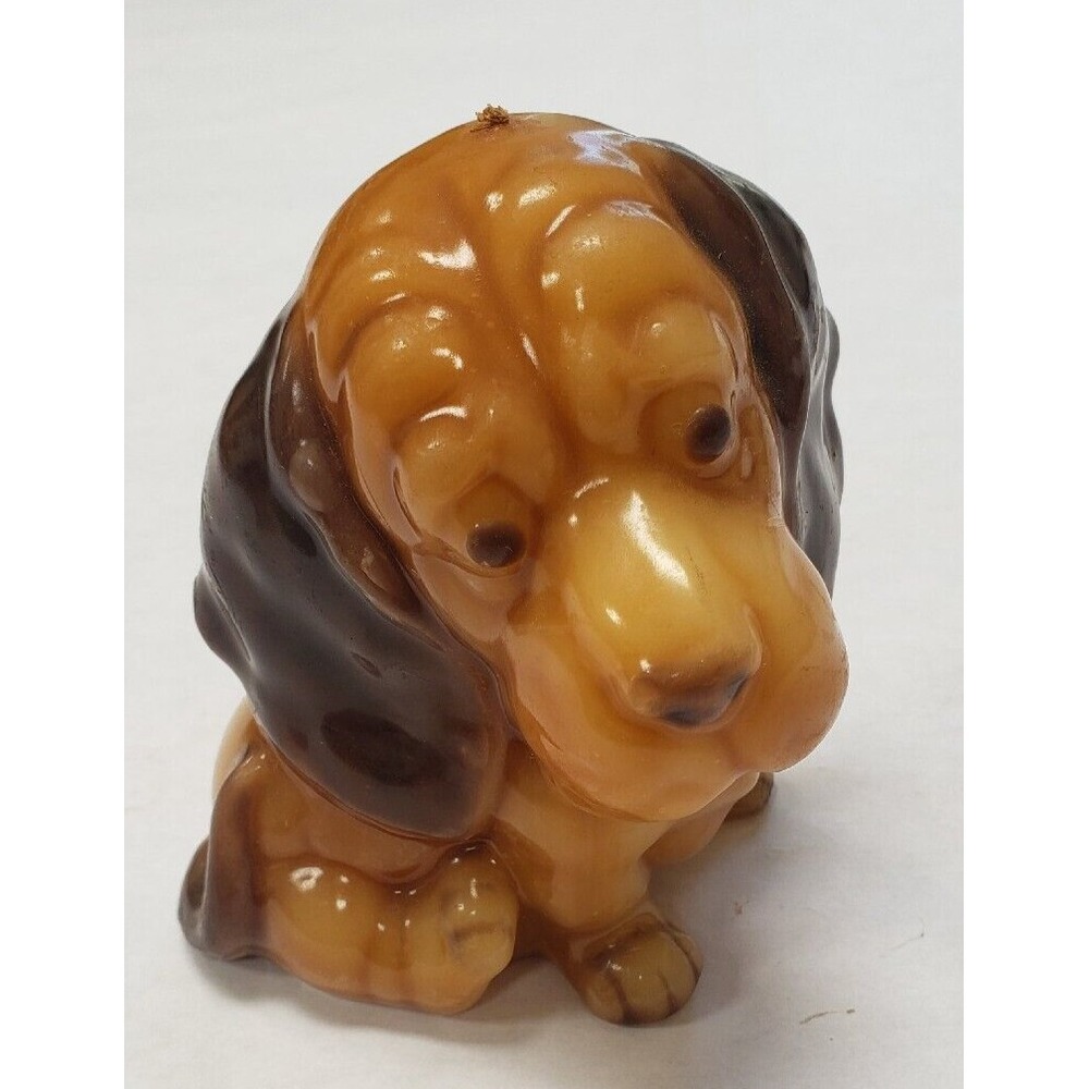 Vintage Bassett Hound Dog Wax Figure Candle Collectable Decorative Gloss Unlit